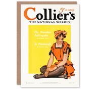 Artery8 Edward Penfield Art Card Vintage Magazine Cover Suffragette in Yellow Artery8 Yellow