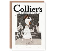 Artery8 Edward Penfield Art Card Woman Golfer First Tee Vintage Magazine Cover