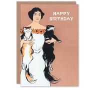 Artery8 Edward Penfield Birthday Card Woman Holding Two Cats Drawing