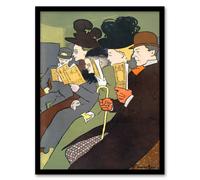 Artery8 Edward Penfield Framed Wall Art People Reading Magazine on Train | Size: A4 Artery8 Multicolor A4