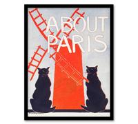 Artery8 Edward Penfield Framed Wall Art Print About Paris Travel Book Cover in Red | Size: A4 Artery8 Red A4