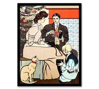 Artery8 Edward Penfield Framed Wall Art Print Vintage Christmas Family Scene | Size: A3 Artery8 Multicolor A3