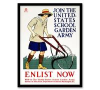 Artery8 Edward Penfield Framed Wall Art United States School Garden Army - A3 Size