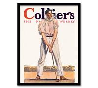 Artery8 Edward Penfield Framed Wall Art Vintage Magazine Cover Golfer Fore - A4 Size