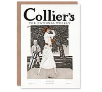 Artery8 Edward Penfield Personalised Art Card Woman Golfer First Tee Vintage Magazine Cover