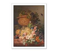 Artery8 Eelkema Still Life With Flowers And Fruit Painting Artwork Framed Wall Art Print 18X24 Inch
