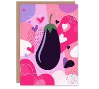 Artery8 Eggplant Aubergine and Abstract Love Hearts Funny Valentine's Day Card