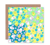Artery8 Eggs Chicks Bunny Flowers Easter Card Artery8 Multicolor