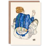 Artery8 Egon Schiele Art Card Seated Woman Back View Painting