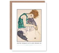 Artery8 Egon Schiele Seated Woman With Legs Drawn Up Greeting Card - Modern Figurative Art Note Card