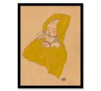 Artery8 Egon Schiele Framed Wall Art Print Infant Portrait in a Changing Pad in Beige | Size: A4 Artery8 Beige A4
