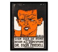 Artery8 Egon Schiele Framed Wall Art Print Shaw or Irony Conference Poster in Orange | Size: A4 Artery8 Orange A4