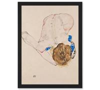 Wee Blue Coo Egon Schiele Model With Blue Stockings Artwork Framed Wall Art Print A4