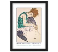 Egon Schiele Seated Woman With Legs Drawn Up Expressionist Painting Artwork Framed Wall Art Print A4 Artery8 Black One Size