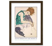 Egon Schiele Seated Woman With Legs Drawn Up Expressionist Painting Artwork Framed Wall Art Print A4 Artery8 Brown One Size