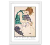 Egon Schiele Seated Woman With Legs Drawn Up Expressionist Painting Artwork Framed Wall Art Print A4 Artery8 White One Size