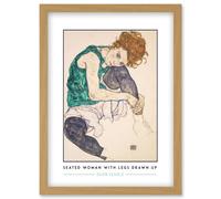 Egon Schiele Seated Woman With Legs Drawn Up Expressionist Painting Artwork Framed Wall Art Print A4 Artery8 Light Oak One Size