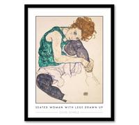 Artery8 Egon Schiele Seated Woman With Legs Drawn Up Living Room Artwork Framed Wall Art Print 18X24 Inch