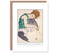 Artery8 Egon Schiele Seated Woman With Legs Drawn Up Personalised Greeting Card - Modern Figurative Art Note Card