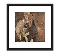 Artery8 Egon Schiele Self Seer II Death Man Painting 8X8 Inch Square Wooden Framed Wall Art Print Picture with Mount in Black Artery8 Black