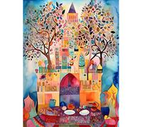 Artery8 Eid Al-Fitr Feast Folk Art Watercolour Painting Large Wall Art Poster Print Thick Paper 18X24 Inch