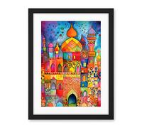 Artery8 Eid Dates Mosque Temple Folk Art Watercolour Painting Artwork Framed Wall Art Print 18X24 Inch