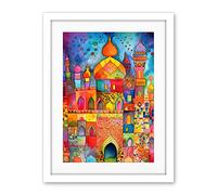 Artery8 Eid Dates Mosque Temple Folk Art Watercolour Painting Artwork Framed Wall Art Print 18X24 Inch