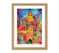 Artery8 Eid Dates Mosque Temple Folk Art Watercolour Painting Artwork Framed Wall Art Print 18X24 Inch