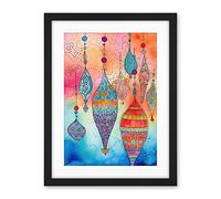 Artery8 Eid Lanterns Islam Folk Art Artwork Framed Wall Art Print 18X24 Inch