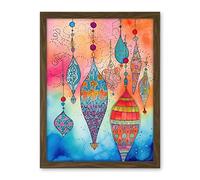 Artery8 Eid Lanterns Islam Folk Art Artwork Framed Wall Art Print 18X24 Inch