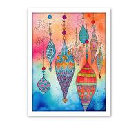 Artery8 Eid Lanterns Islam Folk Art Artwork Framed Wall Art Print 18X24 Inch