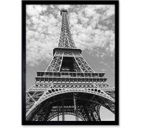 Artery8 Eiffel Tower Paris Looking Up Black White Unframed Wall Art Print Poster Home Decor Premium