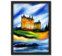 Artery8 Eilean Donan Castle Oil Painted On May Day Artwork Framed Wall Art Print A4 in Black Artery8 Black