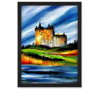 Artery8 Eilean Donan Castle Sea Loch Scotland Landscape Artwork Framed Wall Art Print A4 in Black Artery8 Black