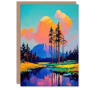 Artery8 Greeting Card El Capitan Merced River Mountain Landscape Blank For Him Or Her Art Birthday Card