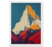 Artery8 El Capitan Rock Yosemite Valley Pop Art Yellow Red Artwork Framed Wall Art Print A4 in White Artery8 White