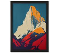 Artery8 El Capitan Rock Yosemite Valley Pop Art Yellow Red Artwork Framed Wall Art Print A4 in Black Artery8 Black