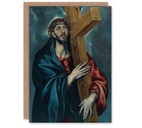 Artery8 El Greco Art Card Jesus Christ Carrying The Cross Blank Greeting Card