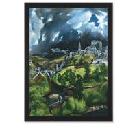 Artery8 El Greco View Of Toledo Spain Expressive Painting Artwork Framed Wall Art Print A4 in Black Artery8 Black
