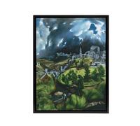 Artery8 El Greco View Of Toledo Spain Framed Canvas Wall Art Print | Size: W24" x H32" Artery8 Multicolor W24" x H32"