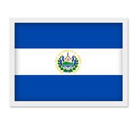 Artery8 El Salvador National Flag Patriotic Vexillology World Flags Country Region Poster Artwork Framed Wall Art Print A4