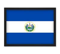 Artery8 El Salvador National Flag Patriotic Vexillology World Flags Country Region Poster Artwork Framed Wall Art Print A4