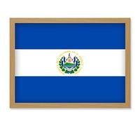 Artery8 El Salvador National Flag Patriotic Vexillology World Flags Country Region Poster Artwork Framed Wall Art Print A4