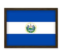 Artery8 El Salvador National Flag Patriotic Vexillology World Flags Country Region Poster Artwork Framed Wall Art Print A4