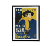 Artery8 Eldorado Aristide Bruant Framed Canvas Wall Art Print Toulouse Lautrec in Blue | Size: W24" x H32" Artery8 Blue W24" x H32"