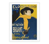Artery8 Eldorado Aristide Bruant Vintage Wall Art Print Toulouse Lautrec in Blue | Size: W12" x H16" Artery8 Blue W12" x H16"