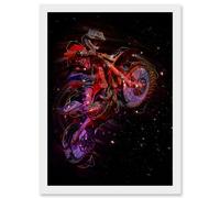 Artery8 Electric Light Motocross Dirt Bike Artwork Framed Wall Art Print A4 in White Artery8 White