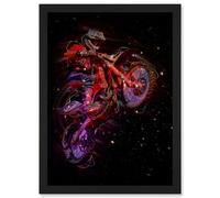 Electric Light Motocross Dirt Bike Artwork Framed Wall Art Print A4 Artery8 Black One Size