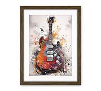Artery8 Electric Mandolin Guitar Instrument Modern Watercolour Illustration Artwork Framed Wall Art Print 18X24 Inch