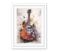 Artery8 Electric Mandolin Guitar Instrument Modern Watercolour Illustration Artwork Framed Wall Art Print 18X24 Inch